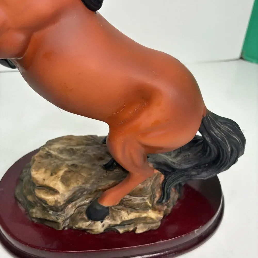 Ruby's Collection Brown Stallion Horse Figure On Wooden Base